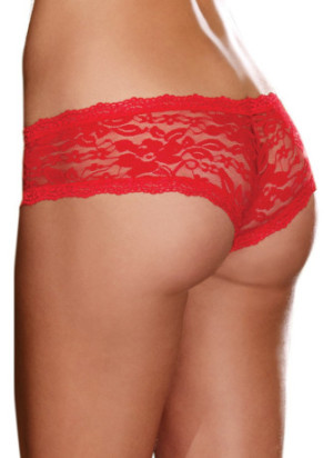 Shorty sexy taille basse rouge en dentelle - DG1375RED